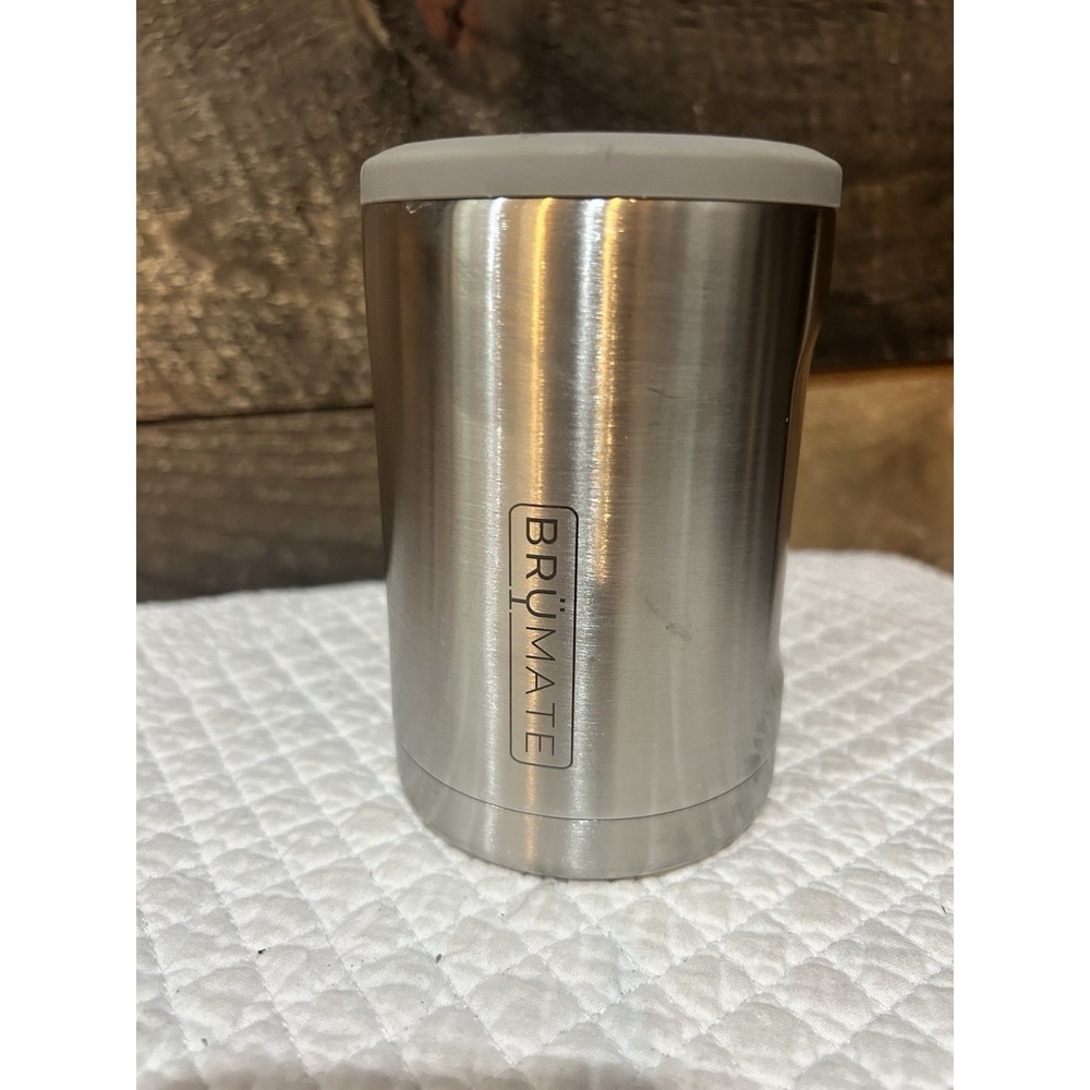 Brumate Can Cooler Tumbler 12 Oz Stainless Steel Silver Soda